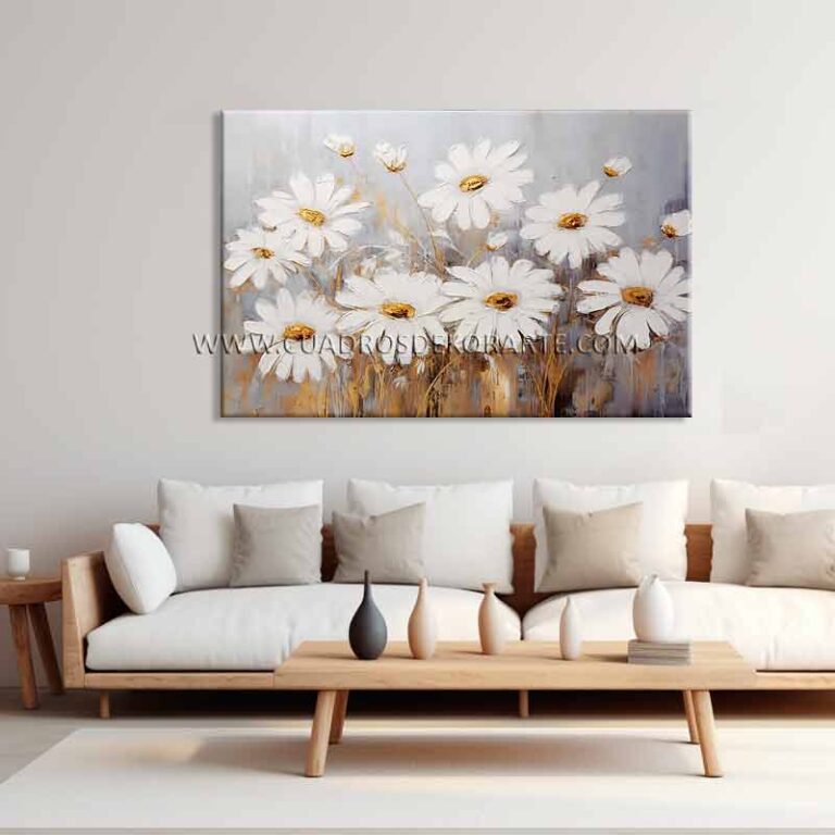 cuadros decorativos modernos para sala campo de flores pintado a mano en medida de 120x80cm.