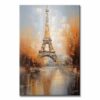 Pintura torre Eiffel pintado a mano en acrílico colores azul, ocre y blanco medida de 120x80cm.