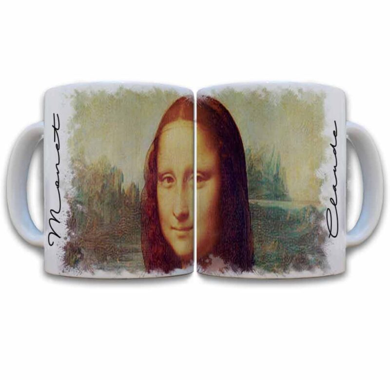 Tazas decoradas Leonardo da Vinci la Gioconda taza de 11 oz. impresos en sublimación.