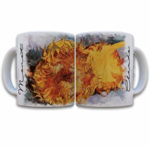 Tazas decoradas Vincent van Gogh girasoles taza de 11 oz. impresos en sublimación.