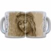 Tazas decoradas Leonardo da Vinci rostro de mujer 2 taza de 11 oz. impresos en sublimación.