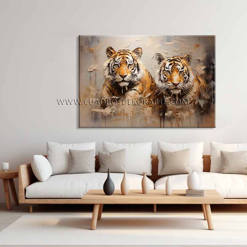 cuadros decorativos modernos para sala de tigres pintado a mano en medida de 120x80cm.