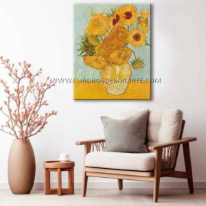 cuadros decorativos para sala Girasoles Van Gogh pintado a mano en medida de 120x95cm.