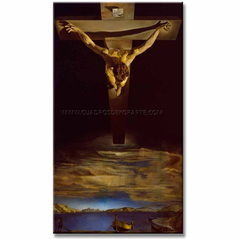 cristo de San Juan de la cruz Salvador Dalí reproducción pintada al óleo o acrílico en medida de 140X80 cm.