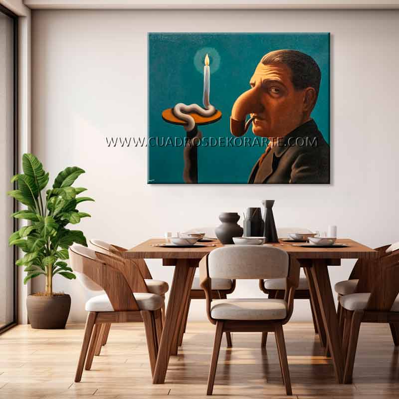 cuadro para comedor la lámpara filosófica pintado a mano con pincel y espátula en medida de 120x95cm.