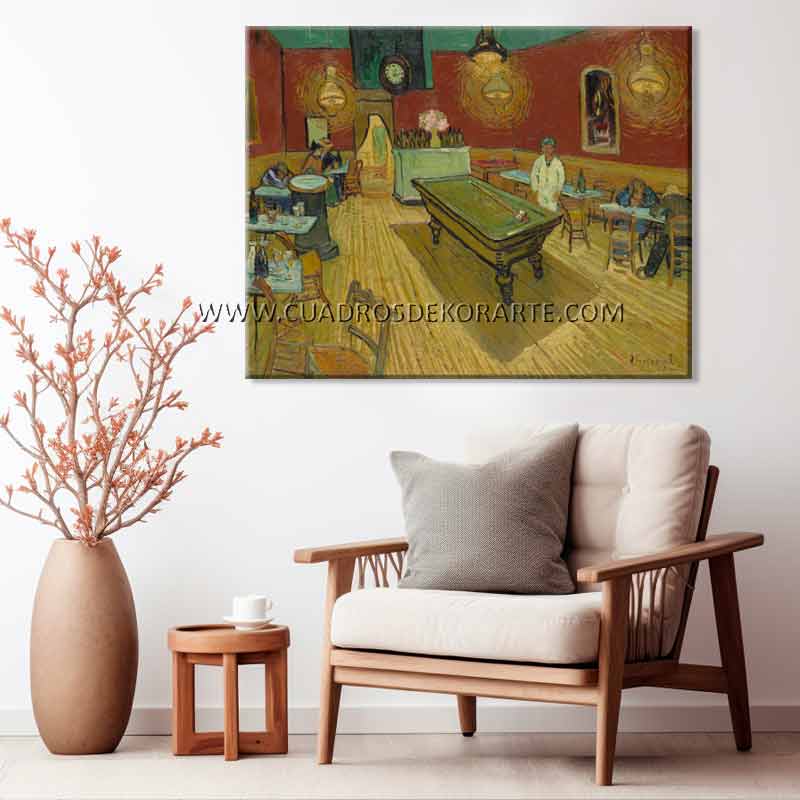 cuadro para sala pequeña el café de noche van Gogh pintado a mano con pincel y espátula en medida de 120x95cm.