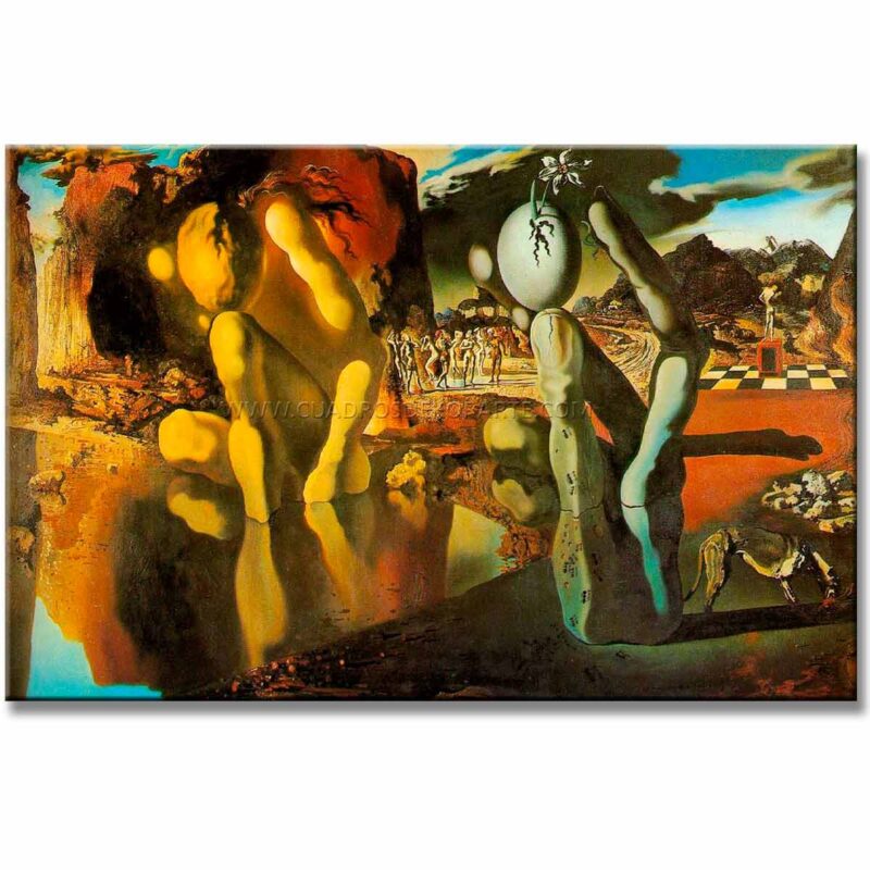 la metamorfosis de narciso Salvador Dalí reproducción pintada al óleo o acrílico en medida de 120x80cm.