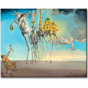 la tentación de san Antonio Salvador Dalí reproducción pintada al óleo o acrílico en medida de 120x95cm.