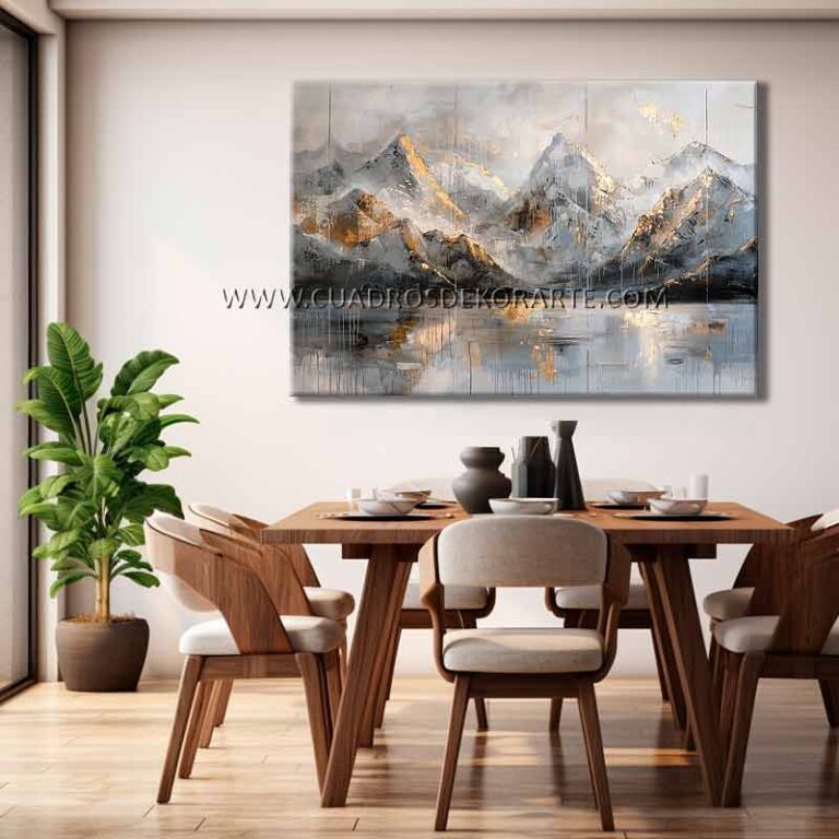 cuadros para comedor de montañas pintado a mano con pincel y espátula en medida de 120x80cm.