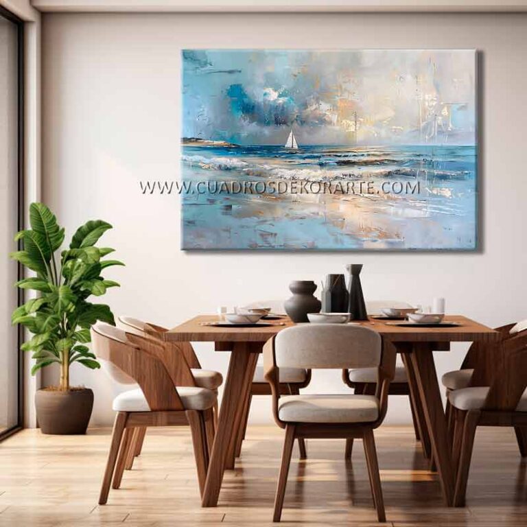 cuadros para comedor pinturas del mar pintado a mano con pincel y espátula en medida de 120x80cm.