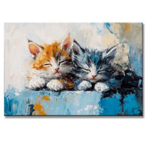 cuadros decorativos modernos para sala de gatos pintado a mano en medida de 120x80cm.