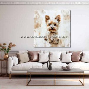 cuadros decorativos modernos para sala de perros pintado a mano en medida de 100x100cm.